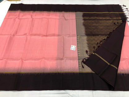 Kanchipuram Pattu Soft Silk Indian Saree Pure Silk Sari Peach SS34