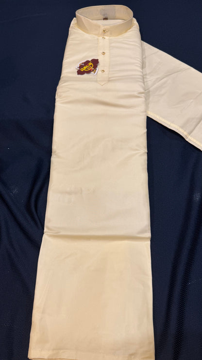 48” 4XL Men’s Kurta Top Cream Silk Shirt Bollywood Indian M3