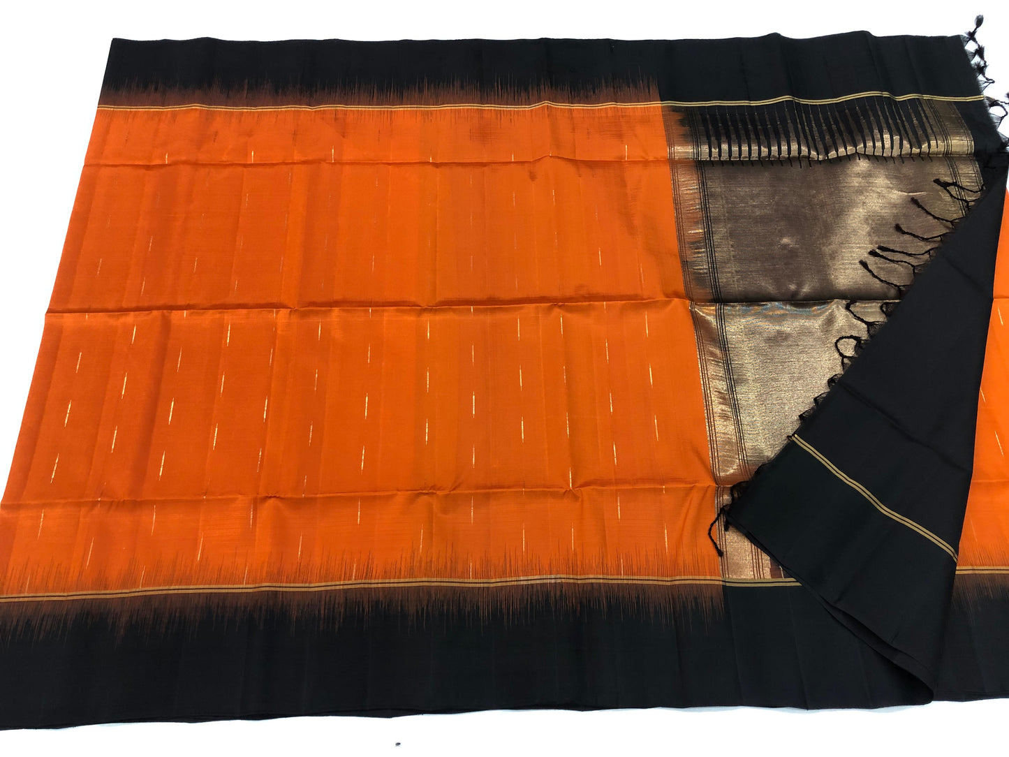 Kanchipuram Pattu Soft Silk Saree Pure Silk Bridal Sari Orange | SS9