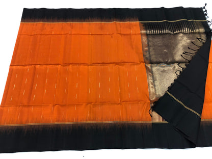 Kanchipuram Pattu Soft Silk Saree Pure Silk Bridal Sari Orange | SS9