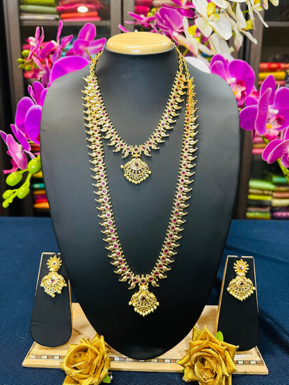 Forming Gold Indian Necklace Kerala Jewellery Ruby N47
