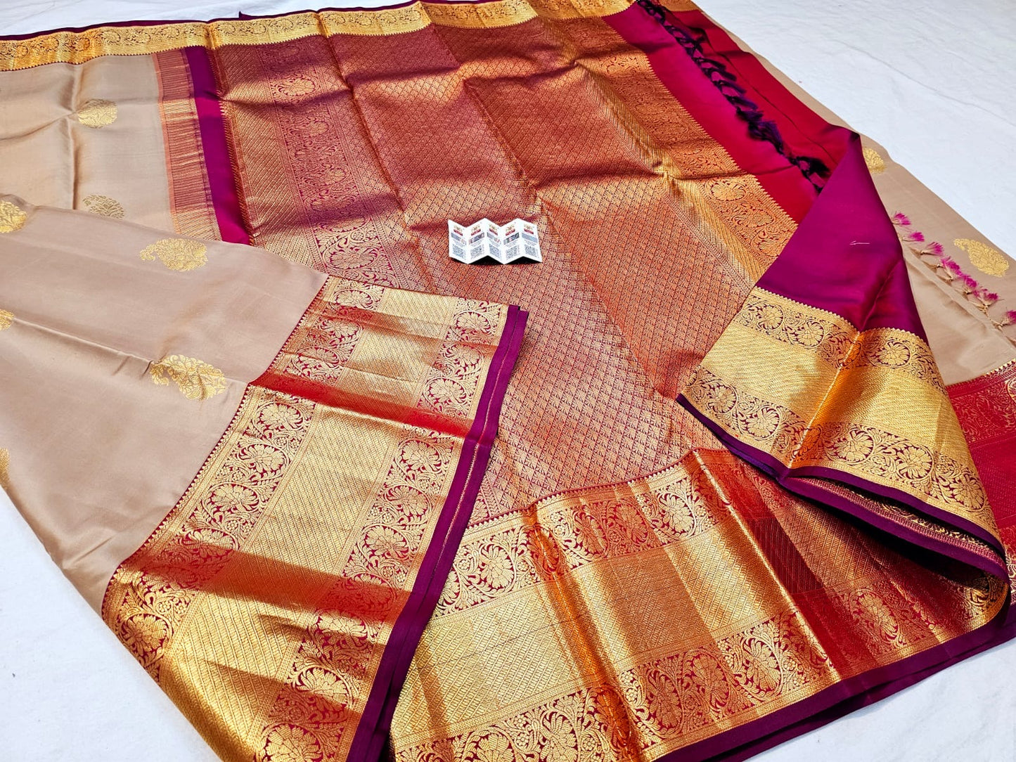 1g Gold Kanchipuram Pure Silk Saree Handloom Korvai Kanjivaram Sari SPK232