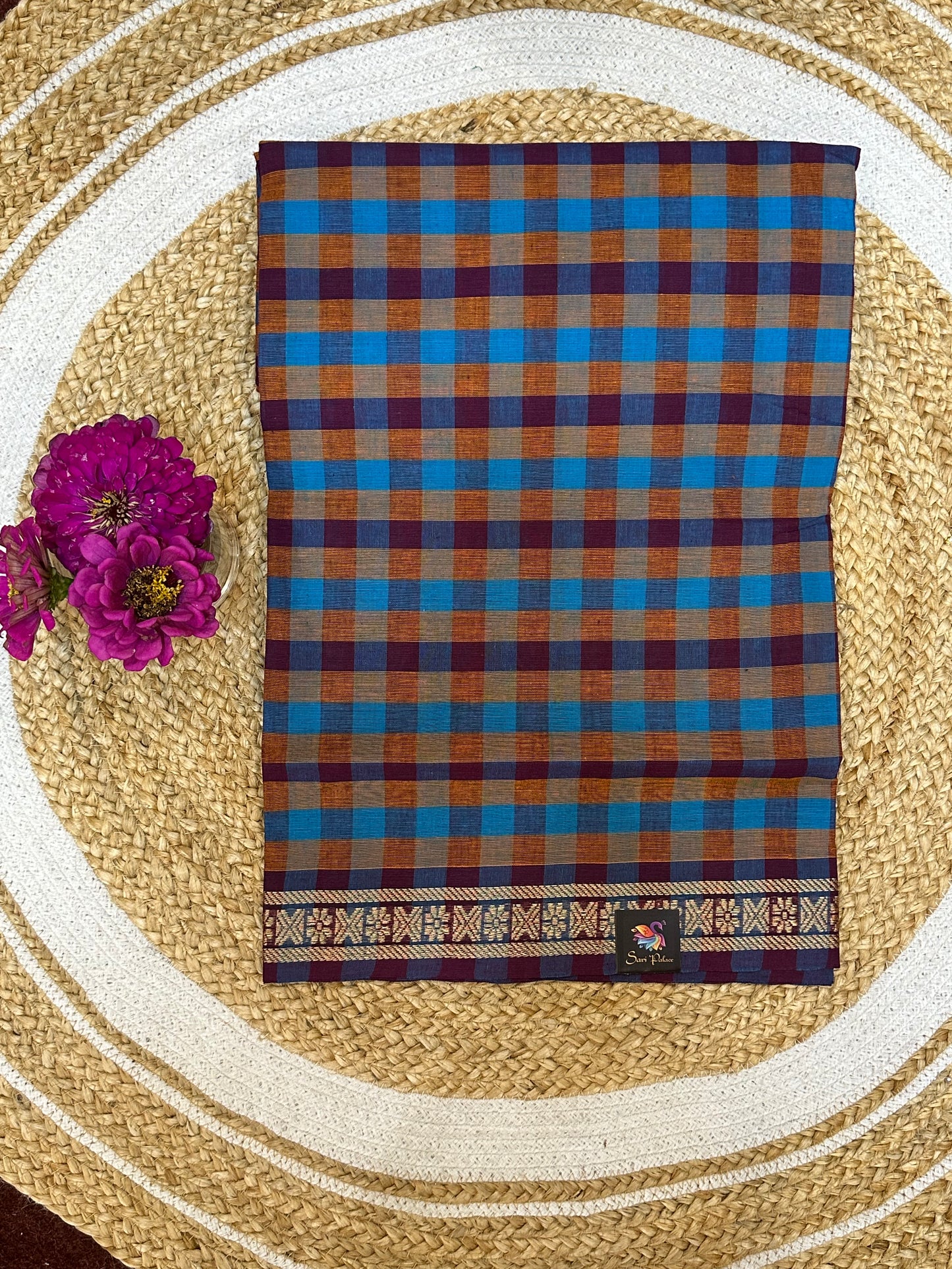 Sungudi Cotton Sari checked Indian Saree S61