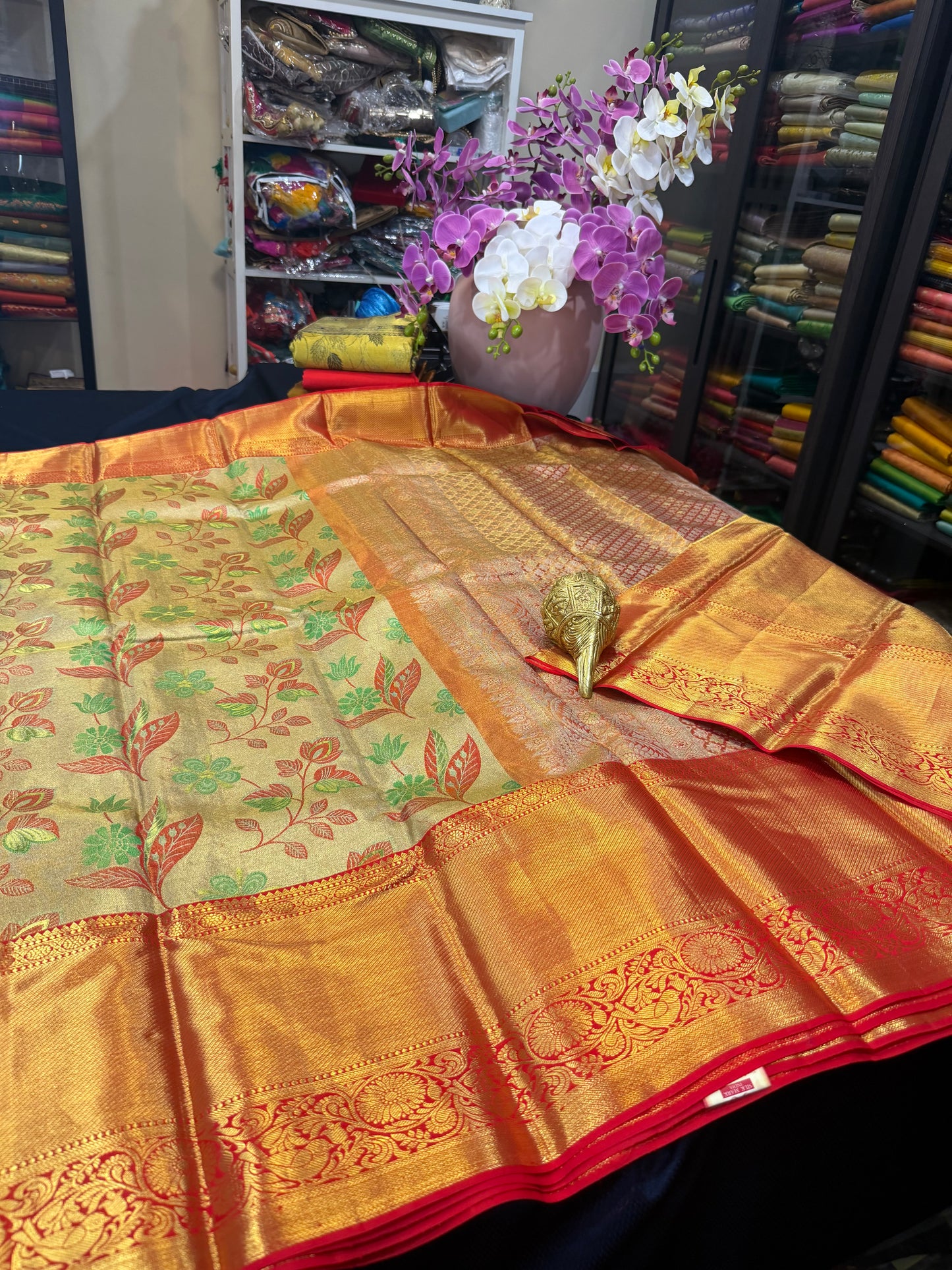 Kanchipuram Pure Silk Saree Bridal Tissue Kanjivaram Sari SPK240