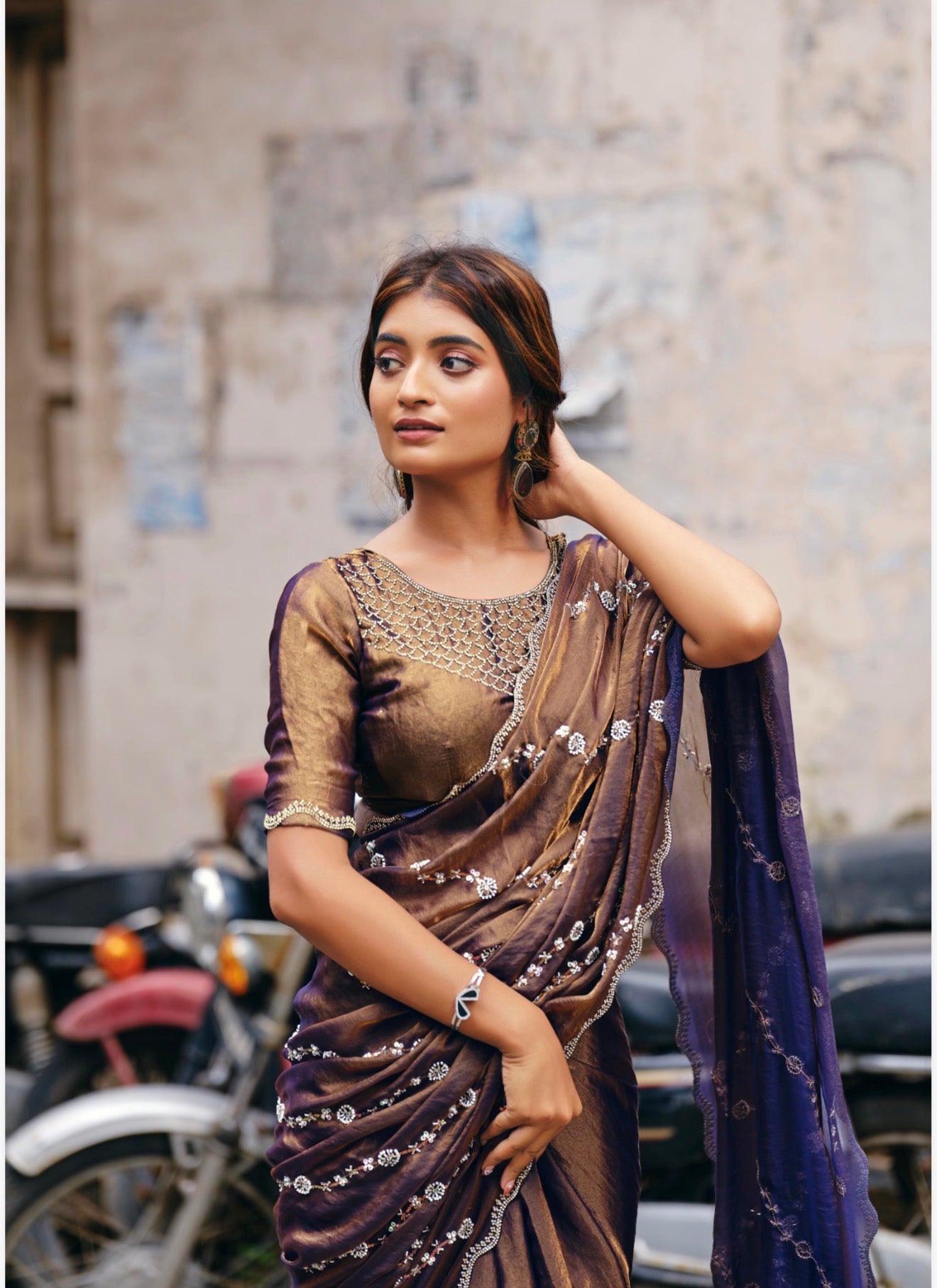 Indian Fancy Party wear Saree Fendi Silk Bollywood Sari C23