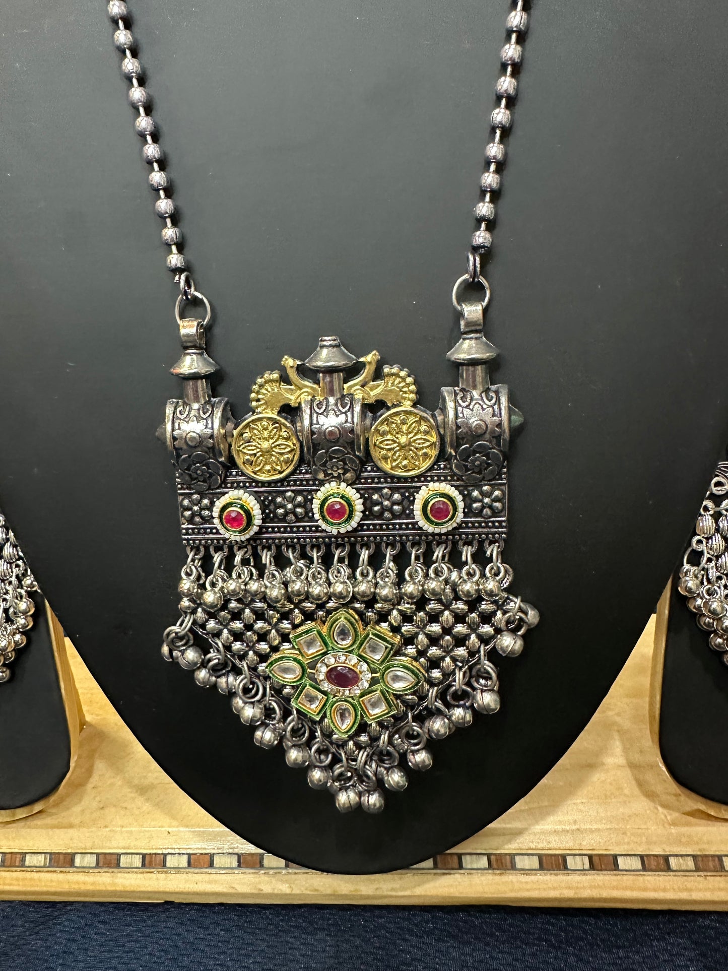 Oxidised Silver Necklace & Earrings Indian Tribal Jewellery sitahar Set N82