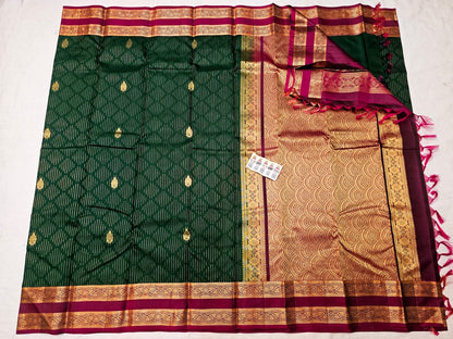Kanchipuram Pure Silk Saree Bridal Indian Kanjivaram Sari SPK303