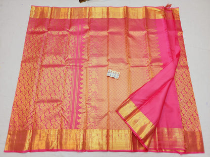 Kanchipuram Pure Silk Saree Pink & Gold Kanjivaram Sari| SPK138