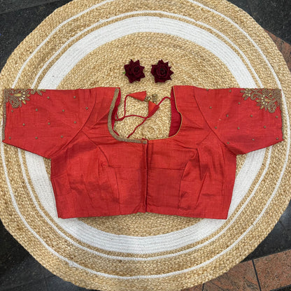 46” Size 16 Aari Worked Sari Blouse Indian Saree Top Silk B414