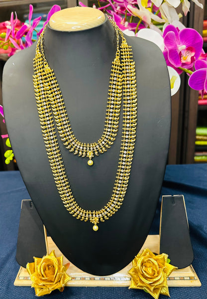 Forming Gold Indian Necklace Kerala Jewellery White N46