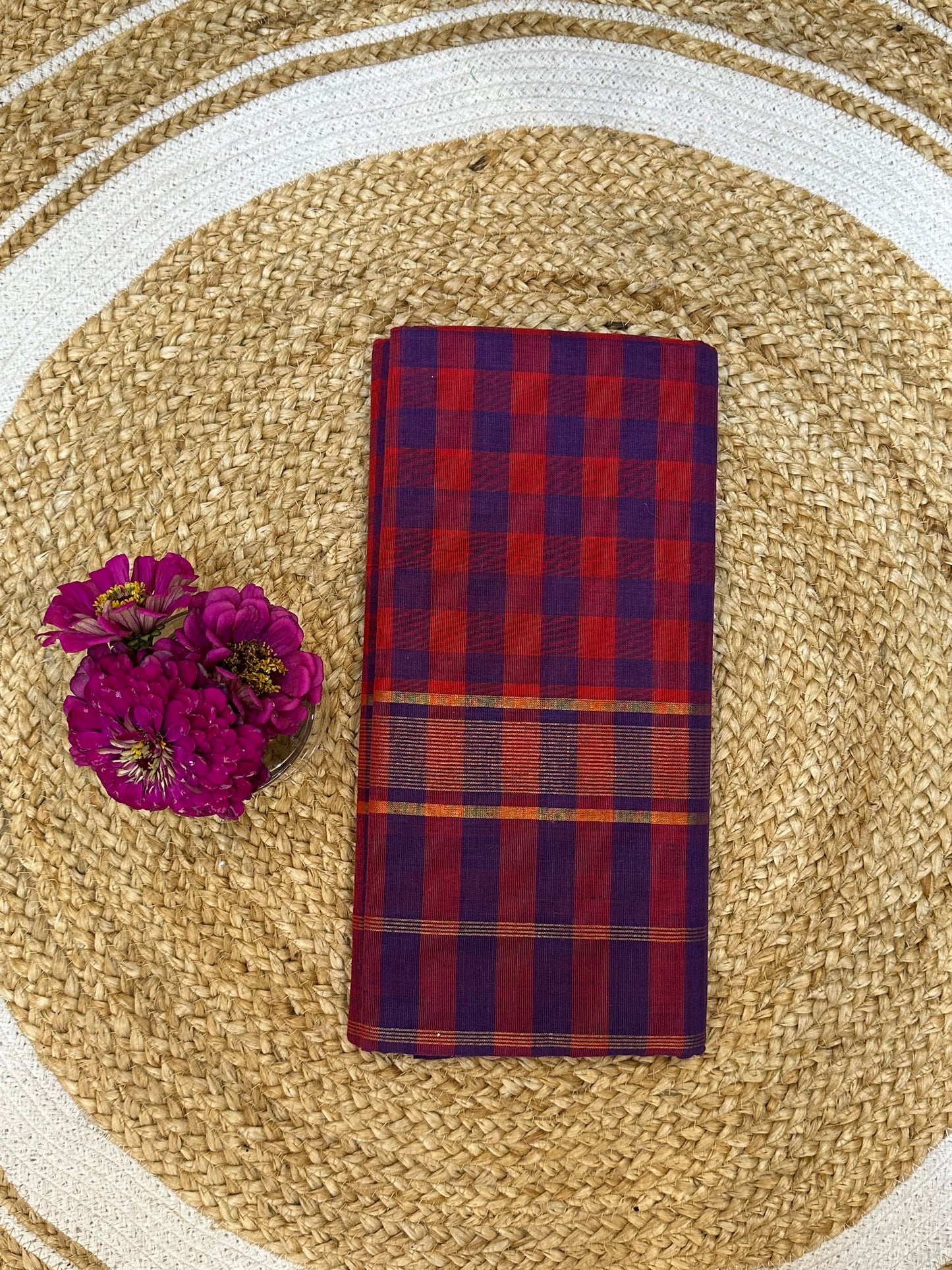 Sungudi Cotton Sari checked Indian Saree S65