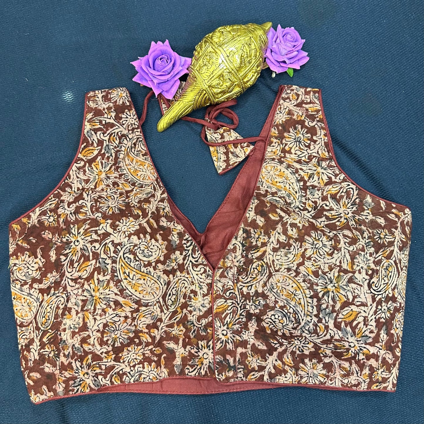 Cotton Kalamkari 38” M Size 8 Sari Blouse Indian Saree Top B405