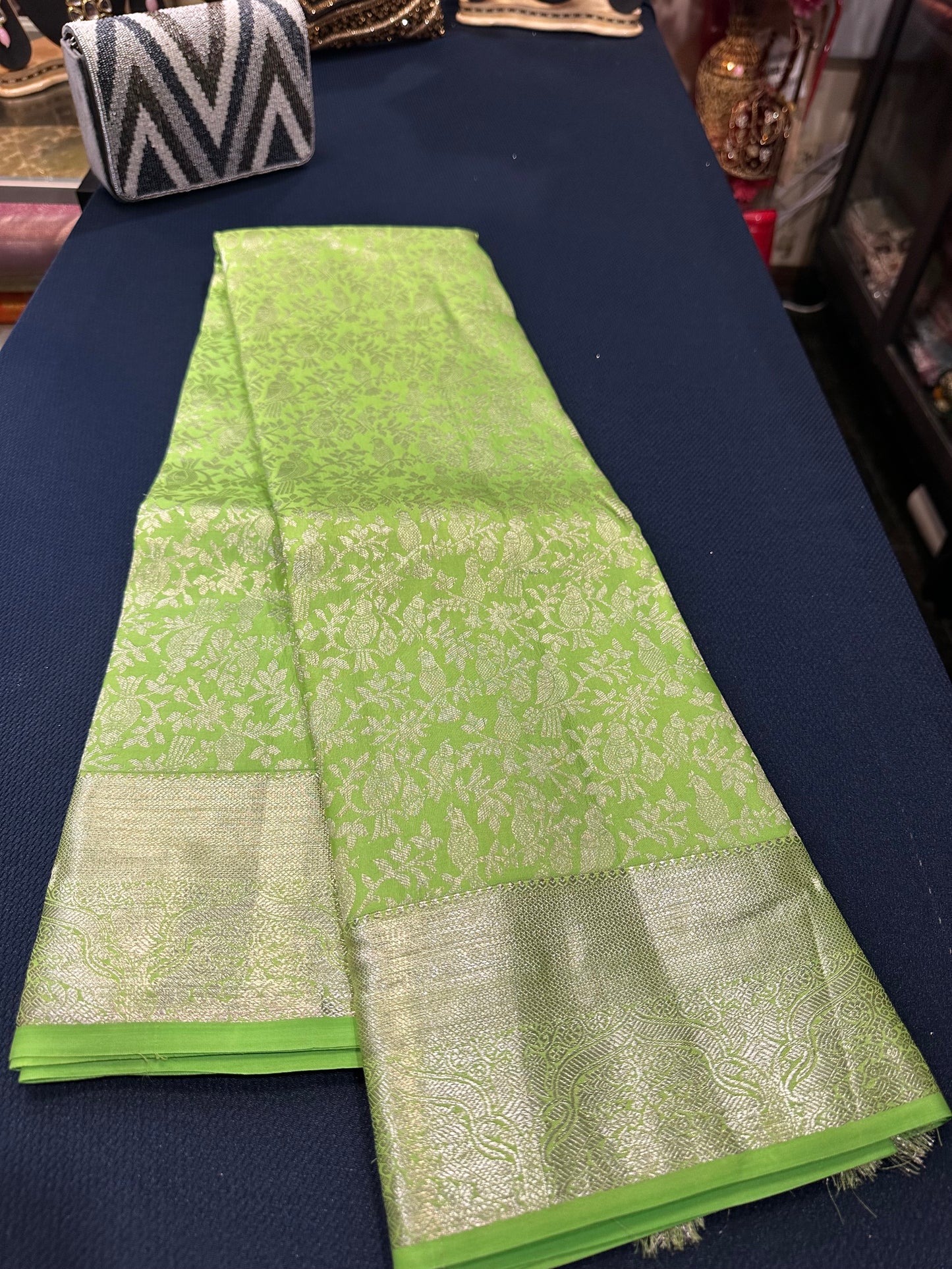 Kanchipuram Pure Silk Saree Light Green Kanjivaram Sari| SPK092