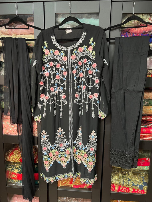 44” 2XL size 14 Indian Ladies Outfit Black Salwar Kameez Suit SS22