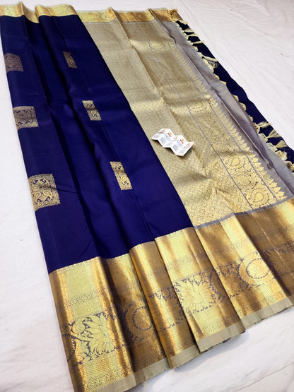 Kanchipuram Pure Silk Saree Bridal Blue Kanjivaram Sari SPK250