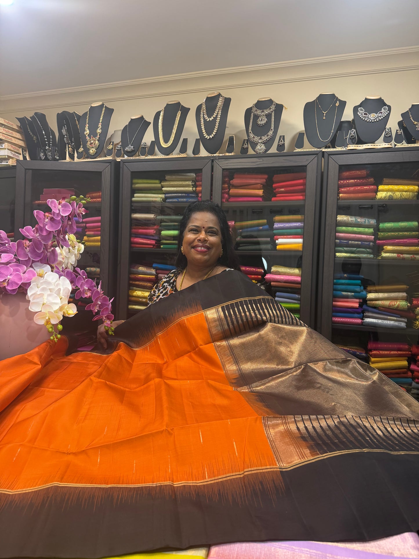 Kanchipuram Pattu Soft Silk Saree Pure Silk Bridal Sari Orange | SS9