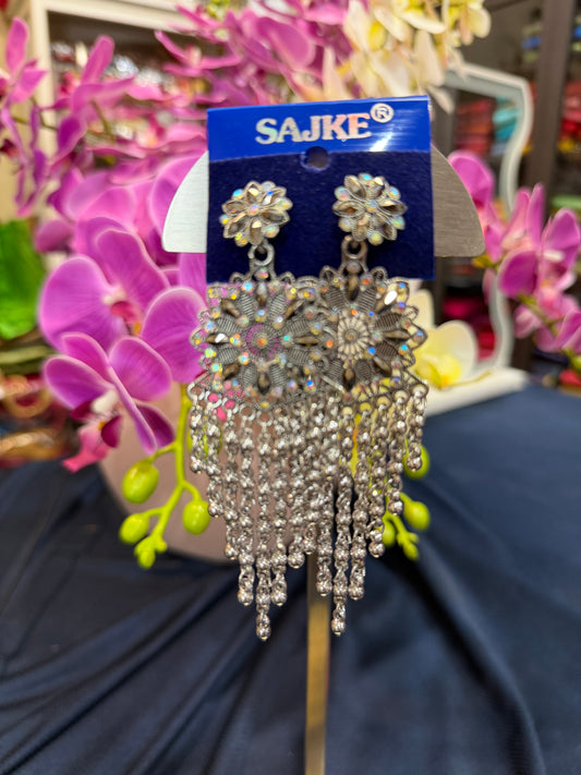 Silver Colour Indian Light weight Oxidised Earrings | SPE007