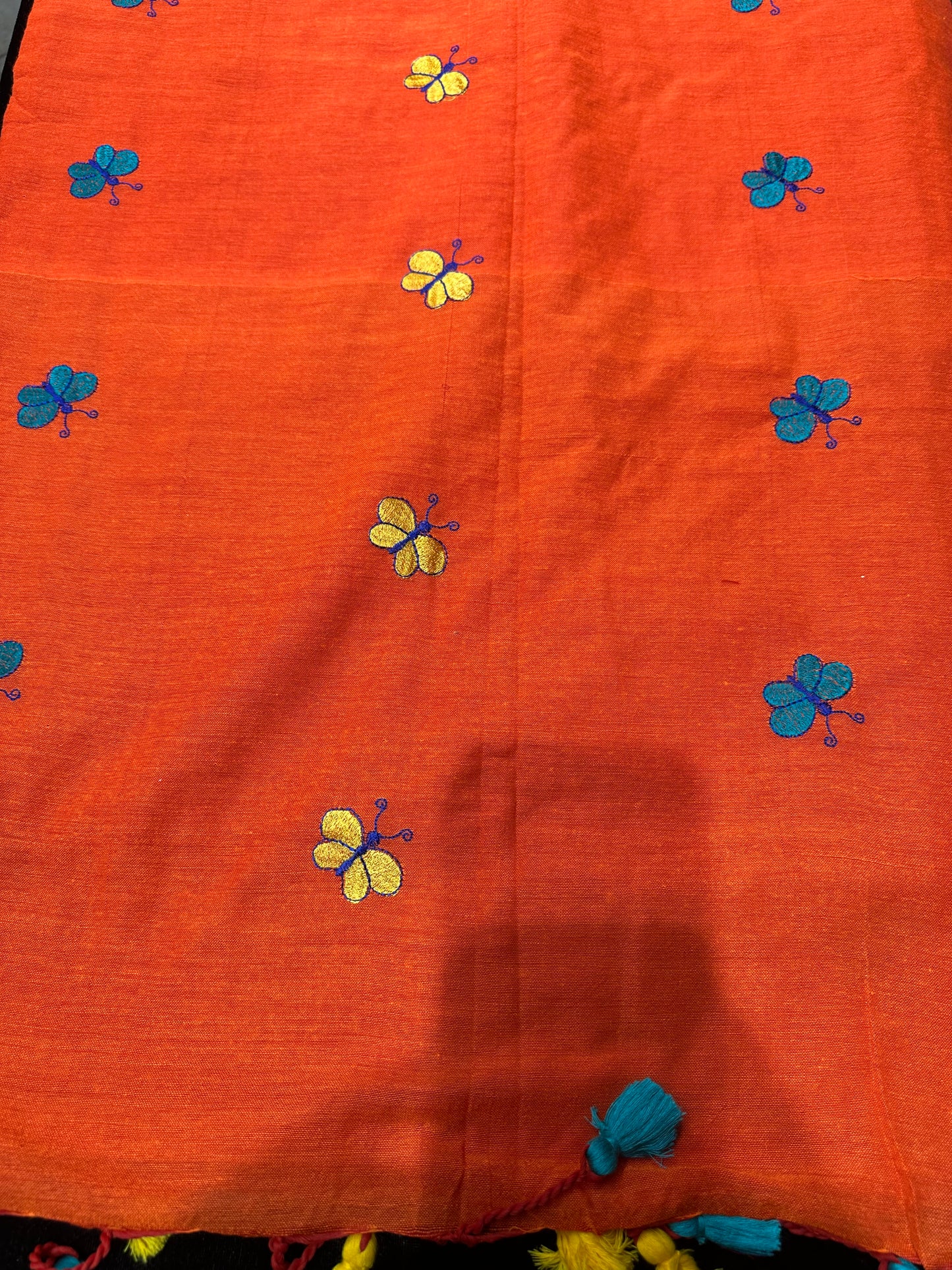 Khadi Soft Cotton Linen Sari Indian Saree Rusty Orange S76