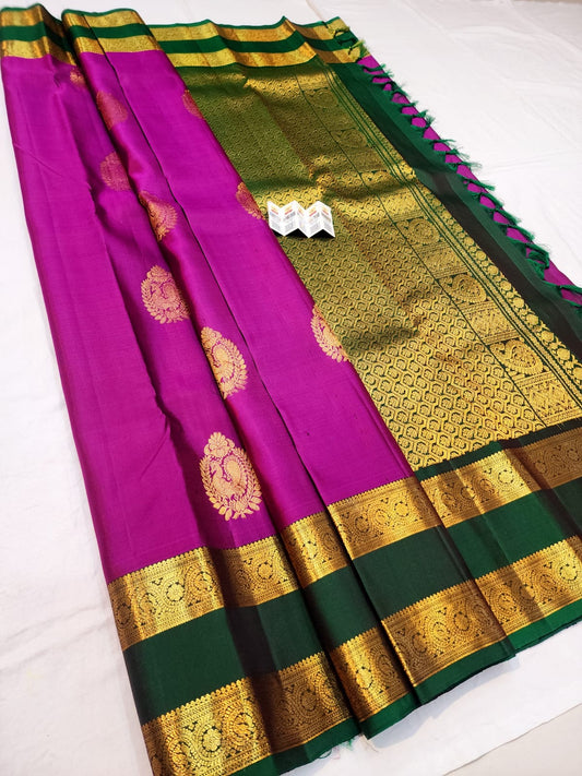 Vintage Kanchipuram Pure Silk Saree Bridal Kanjivaram Sari SPK277