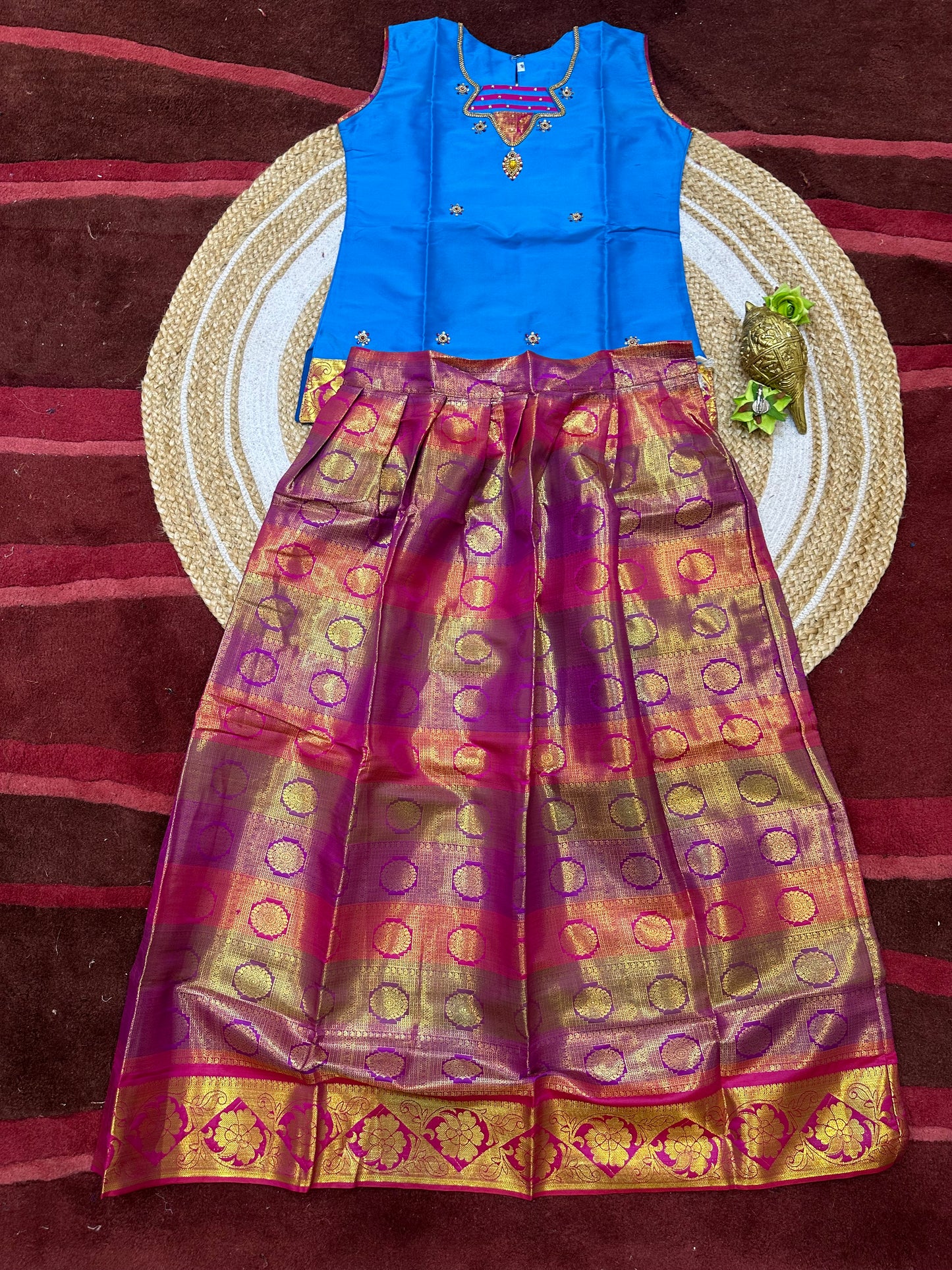40”kids wear Lehenga Pattu Pavadai Sattai Skirt Top G36