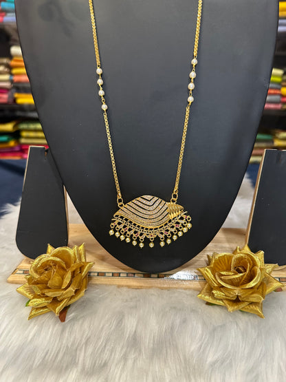 Impon Indian Necklace Ruby Conch Sanku Pathakkam Haram N24