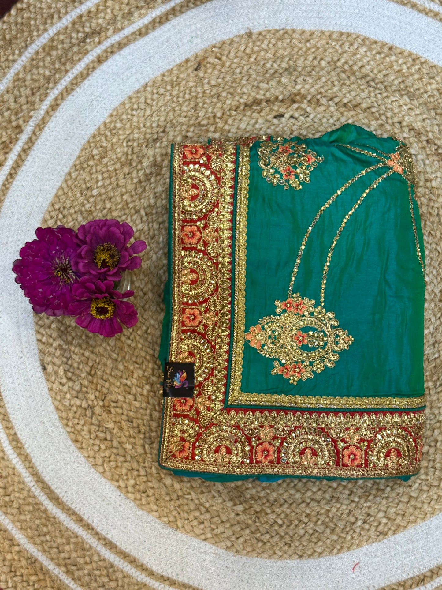 Green  Fancy Party wear Sari Indian Saree S39