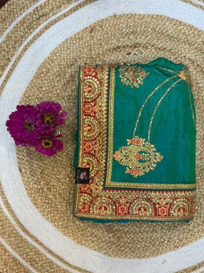 Green  Fancy Party wear Sari Indian Saree S39