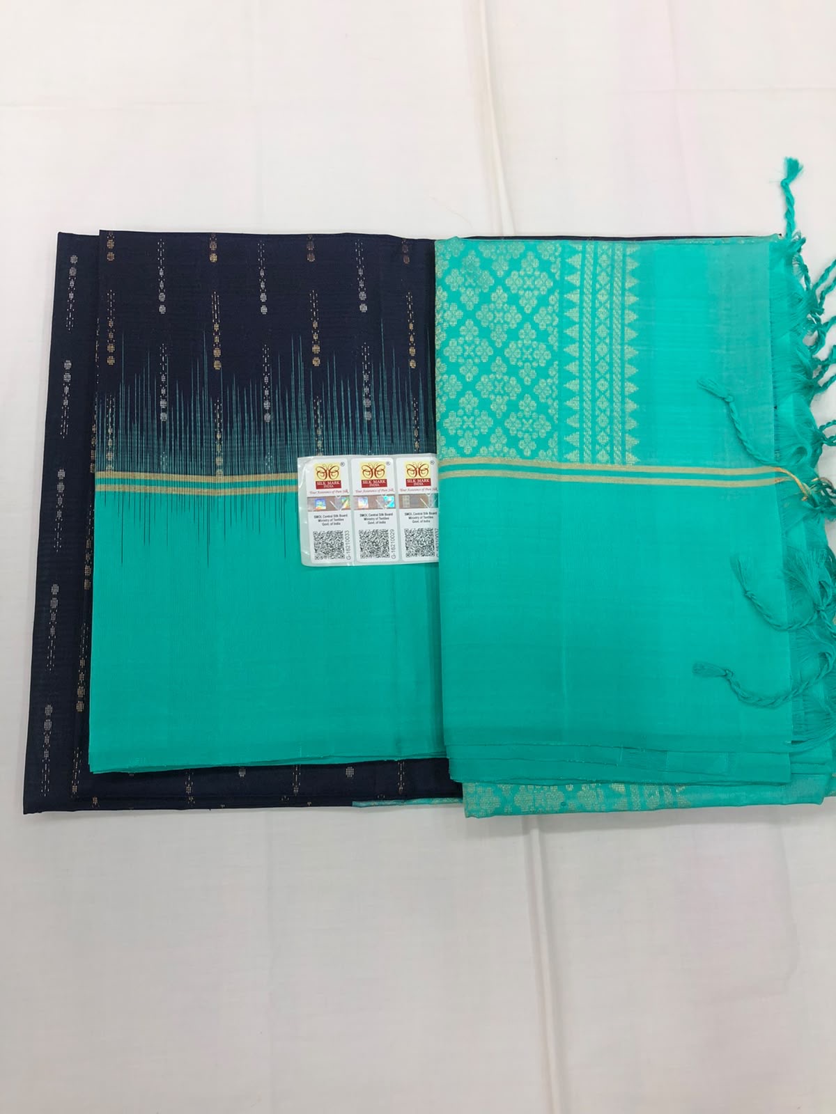 Kanchipuram Pattu Soft Silk Indian Saree Pure Silk Sari Blue SS33