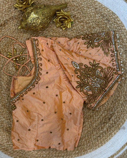 42” XL Size 12 size Aari Worked Sari Blouse Indian Saree Top Peach B155