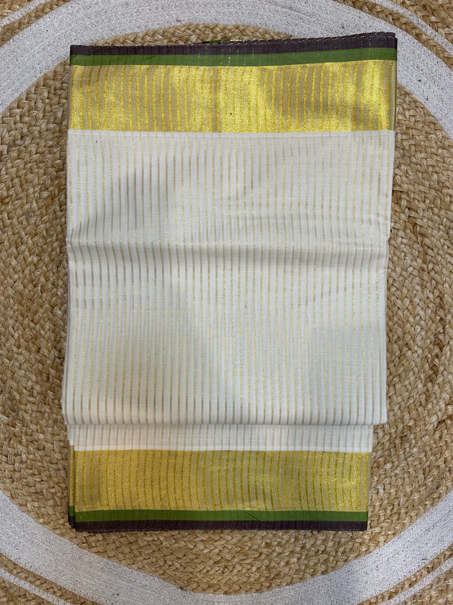 Green Kerala Vishu Sari Indian Onam Gold Saree C14 - Col 2
