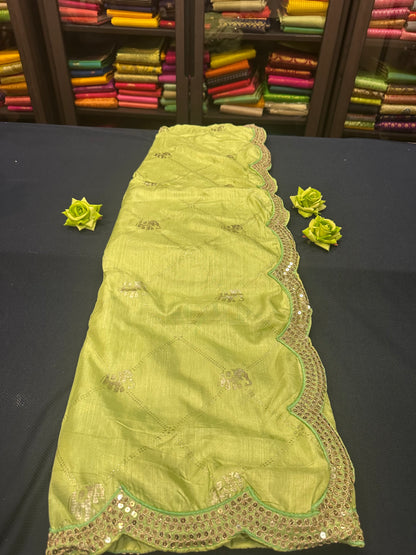 Pastel Green Fancy Party wear Sari Indian Saree Blouse Combo S84