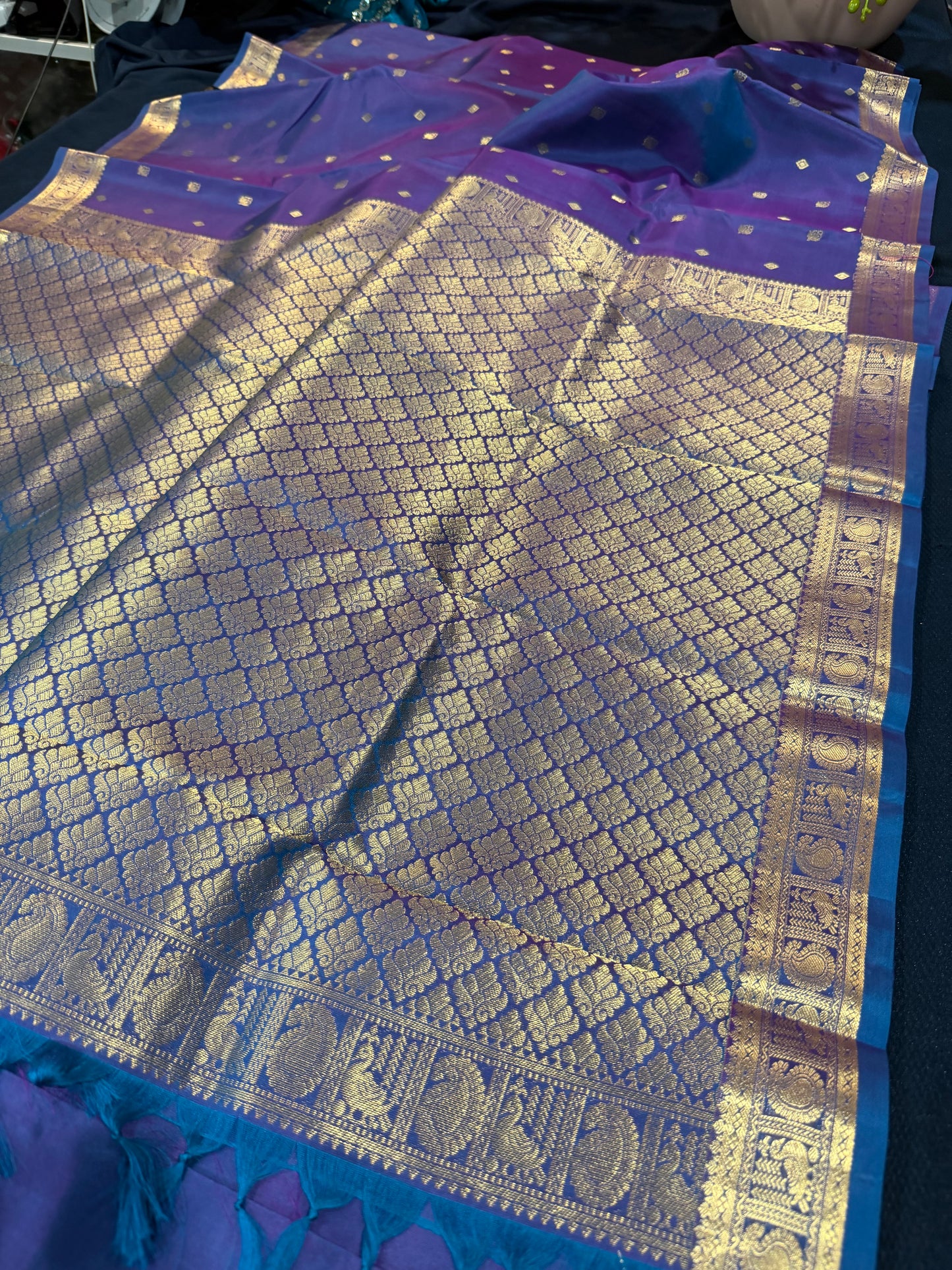 Bridal Blue Kanchipuram Pure Silk Saree Kanjivaram Sari SPK463