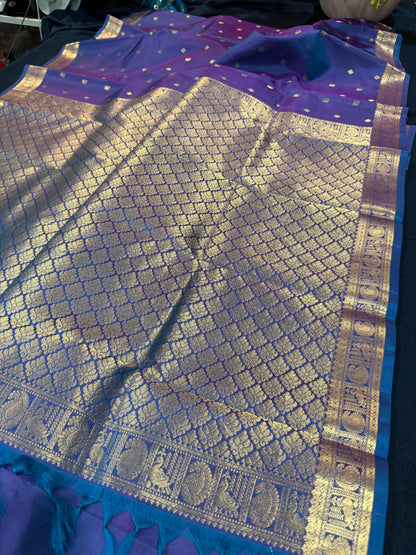 Bridal Blue Kanchipuram Pure Silk Saree Kanjivaram Sari SPK463