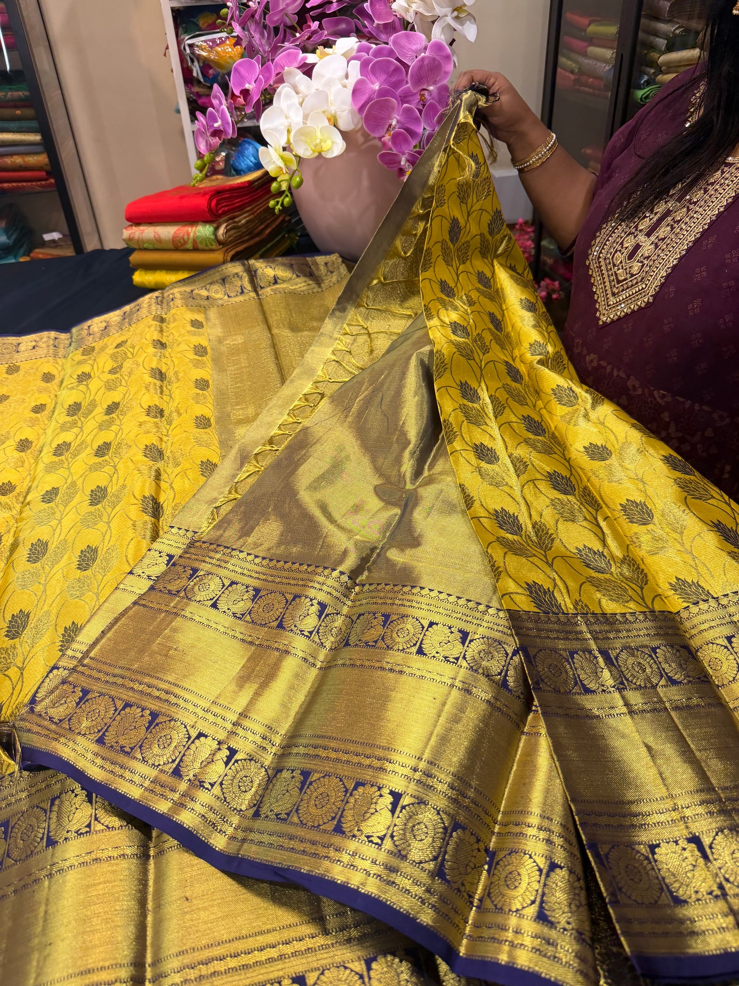 Kanchipuram Pure Silk Saree Bridal Tissue Kanjivaram Sari SPK240