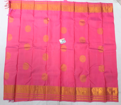Kanchipuram Pure Silk Saree Bridal Indian Kanjivaram Pink Sari SPK316