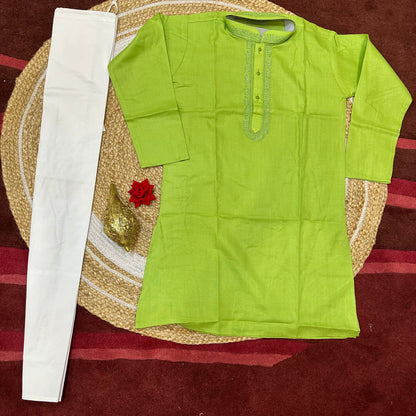 Sizes 11 13 14 15 Boys Sherwani Outfit Cotton Green White K10