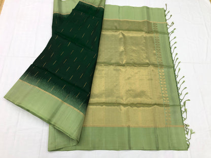 Kanchipuram Pattu Soft Silk Saree Pure Silk Sari Green | SS15