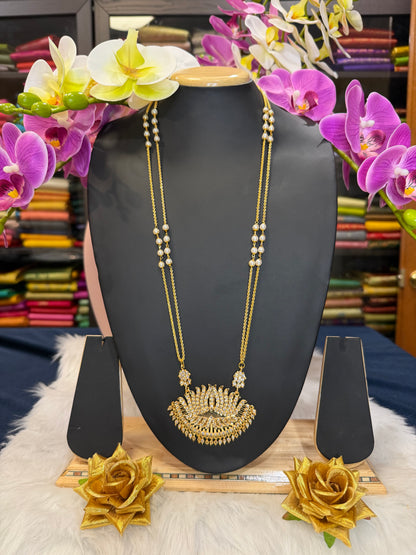 Impon Indian Necklace White Lotus Pathakkam Haram Jewellery N30