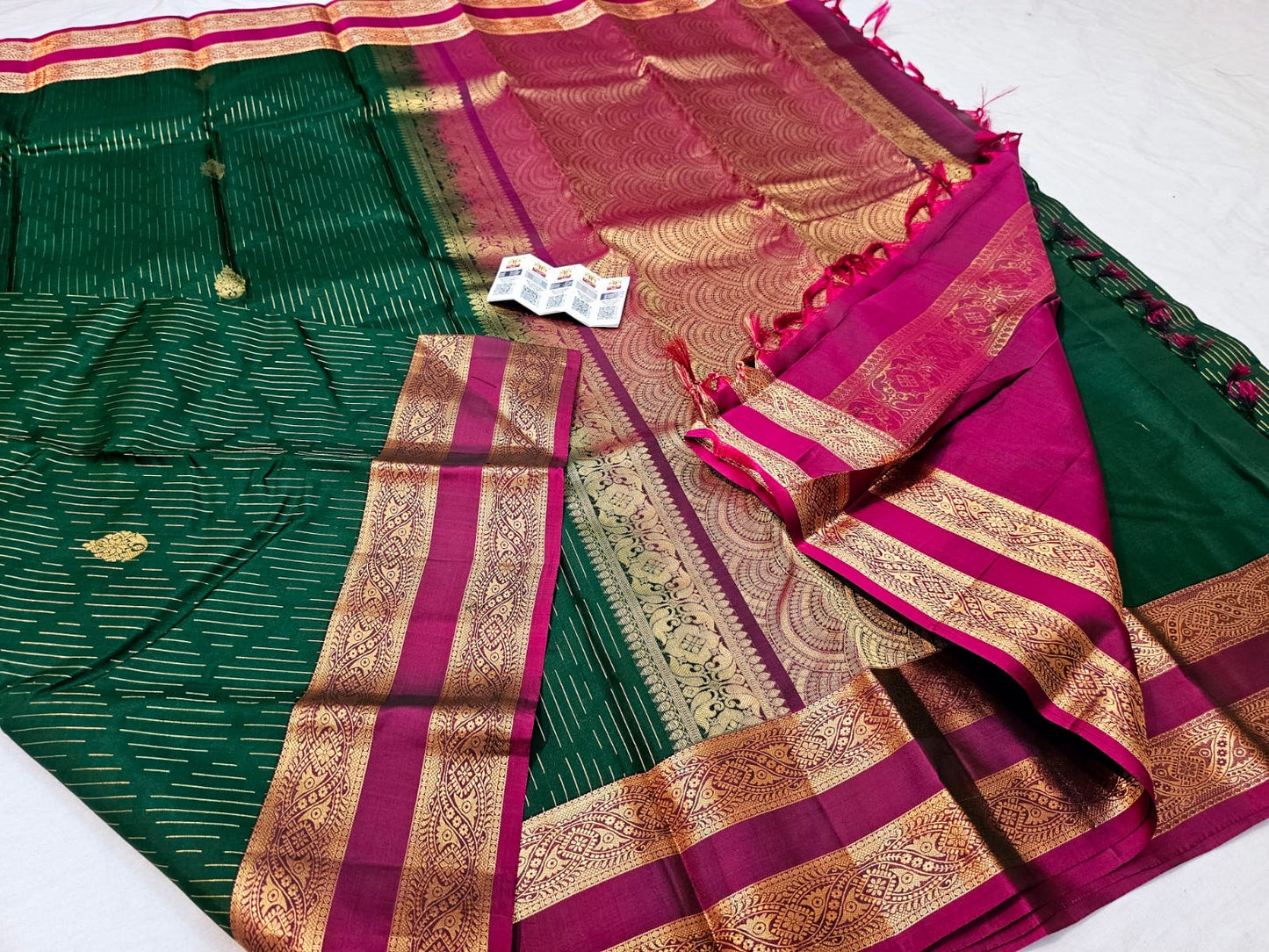 Kanchipuram Pure Silk Saree Bridal Indian Kanjivaram Sari SPK303