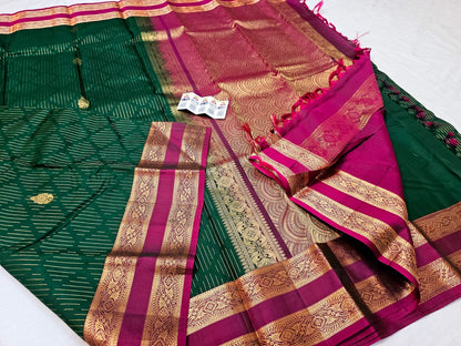 Kanchipuram Pure Silk Saree Bridal Indian Kanjivaram Sari SPK303