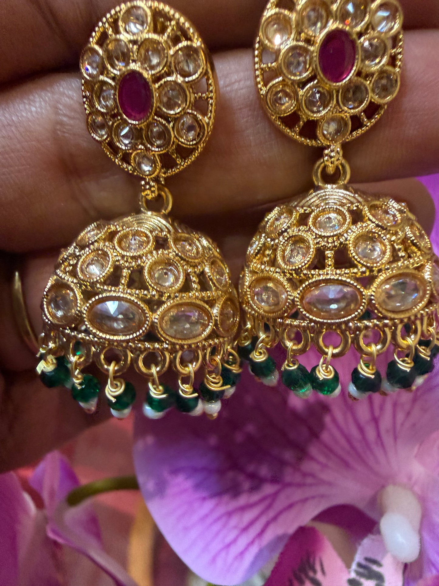 Multi Jumka Jhumka Indian Brass Earrings Jimikki Kammal Indian Jewellery E25