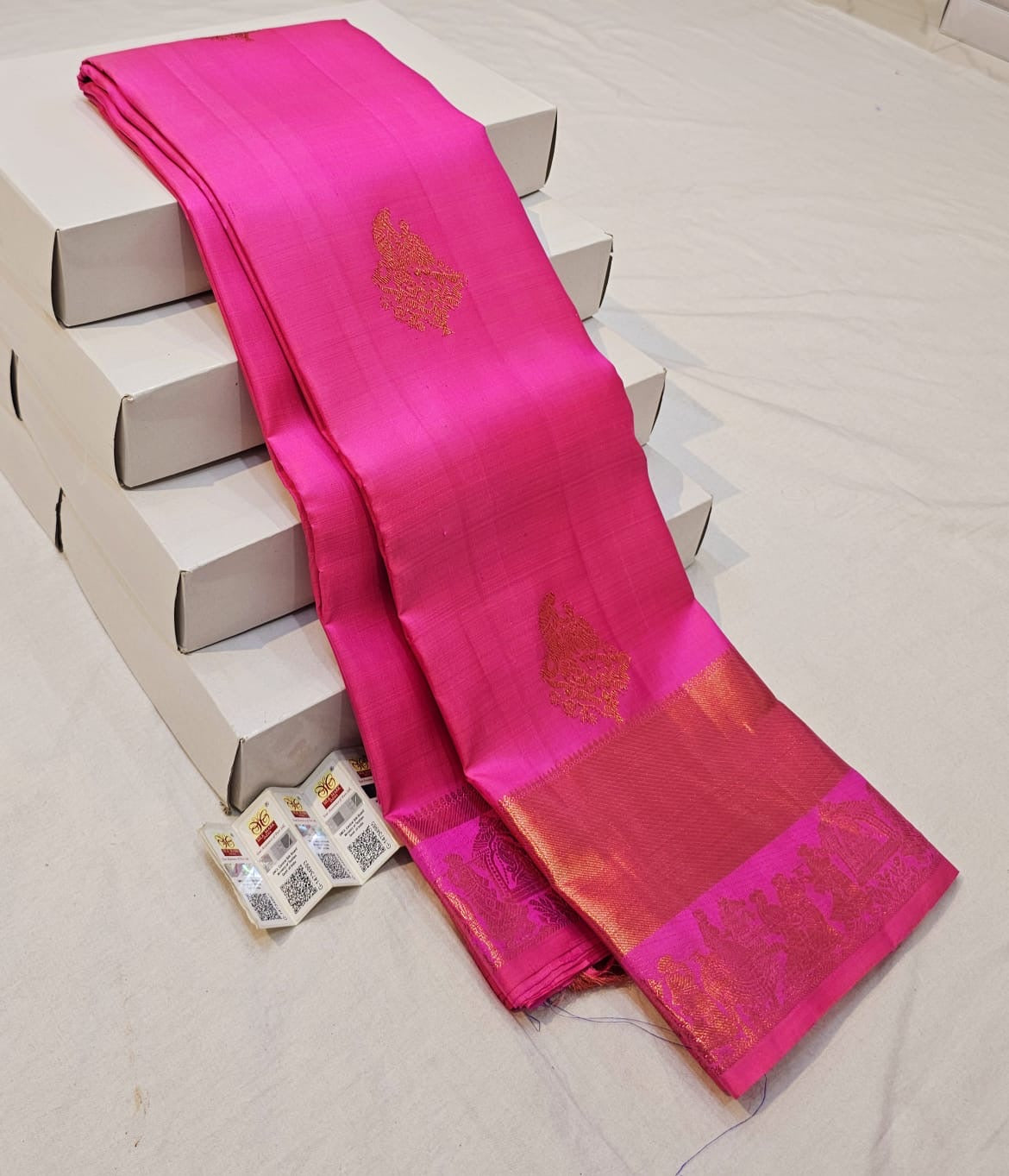 Kanchipuram Pure Silk Saree Bridal Pink Kanjivaram Sari SPK249