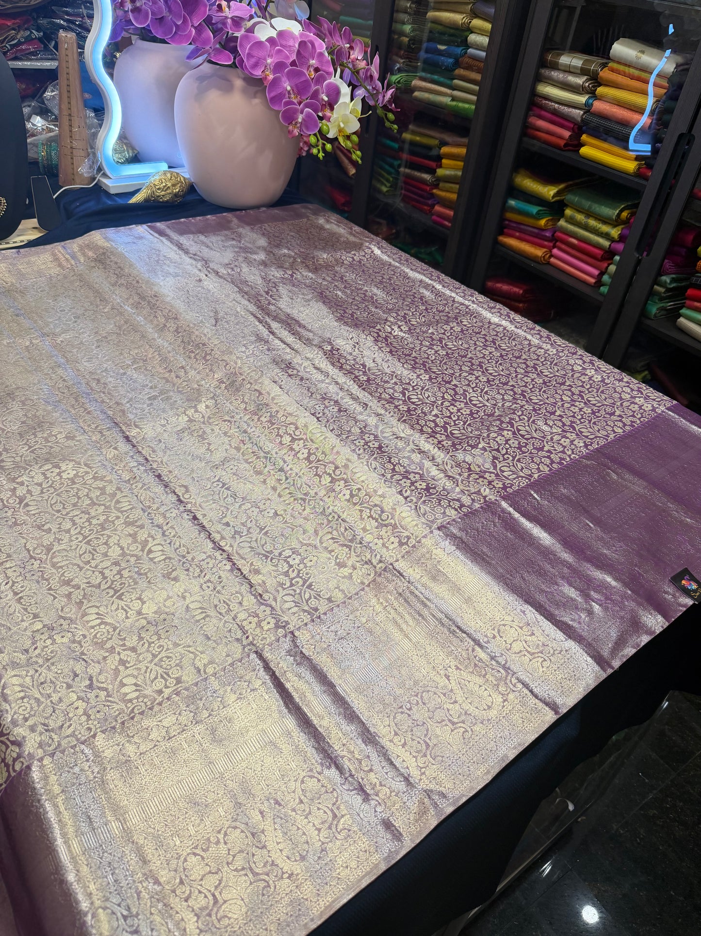 Kanchipuram Pure Silk Saree Bridal Tissue Kanjivaram Sari  SPK203