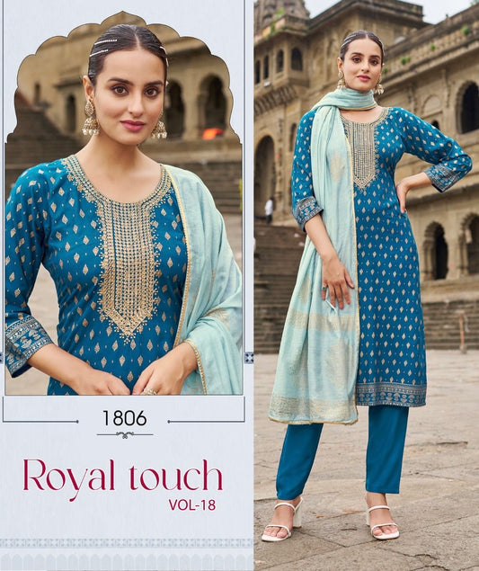 Indian Ladies Blue Rayon Salwar Kameez Kurti Suit SS32