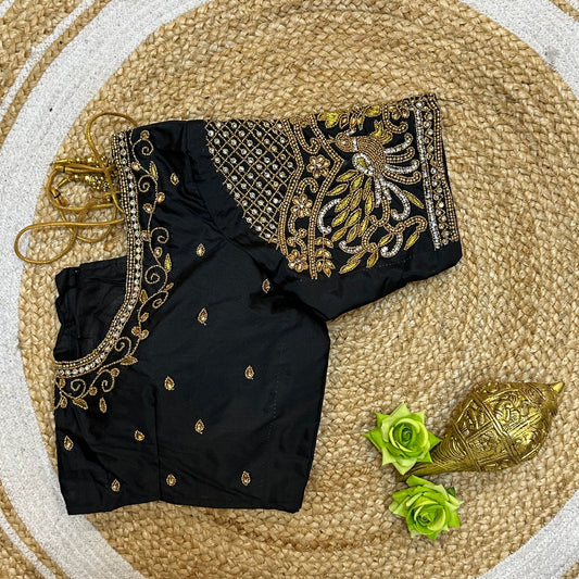 42” XL Size 12 size Aari Worked Sari Blouse Indian Saree Top Black B268