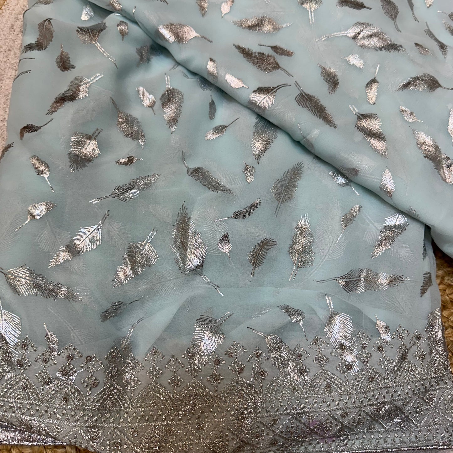 Sari Indian Fancy Party wear Georgette Blue Silver Saree SAR11