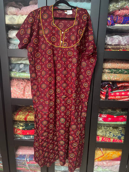 Free size Indian Cotton Nighty Nightgown NI14