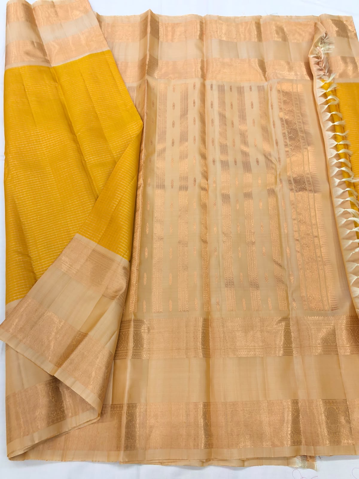 50/50 Blend Mix Kanchipuram Silk Saree Bridal Indian Kanjivaram Sari SPK352