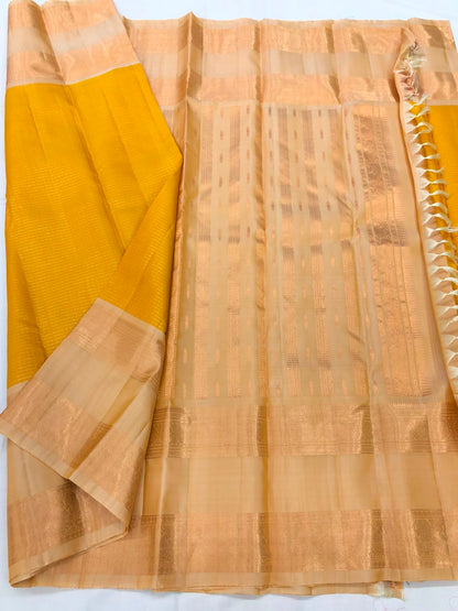 50/50 Blend Mix Kanchipuram Silk Saree Bridal Indian Kanjivaram Sari SPK352