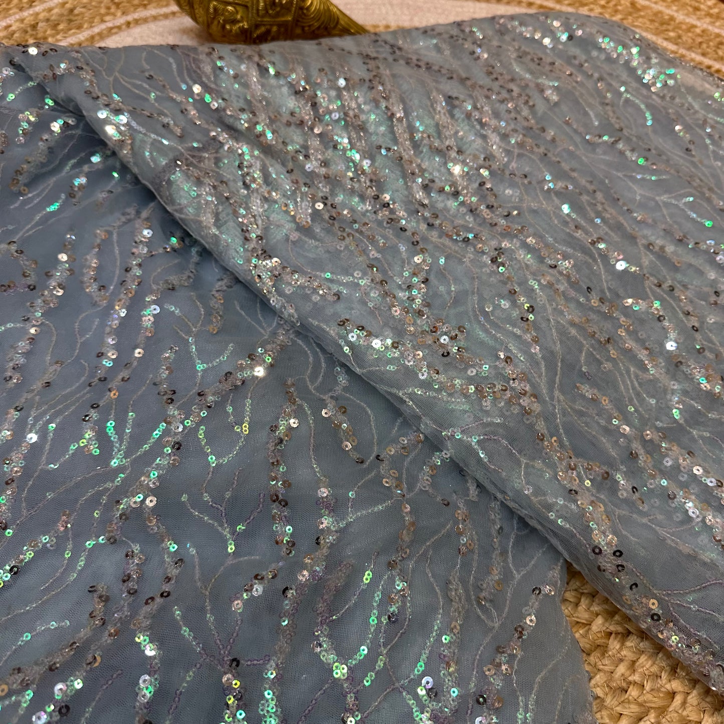 Net Sari Indian Bollywood Sequins Designer Fancy Party wear Saree  Z2